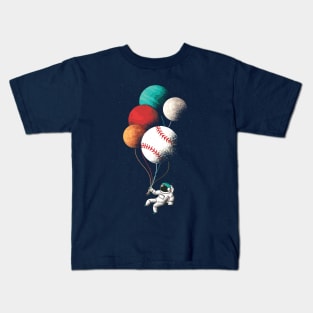 Baseball Player Astronaut Space Lover Fan Kids T-Shirt